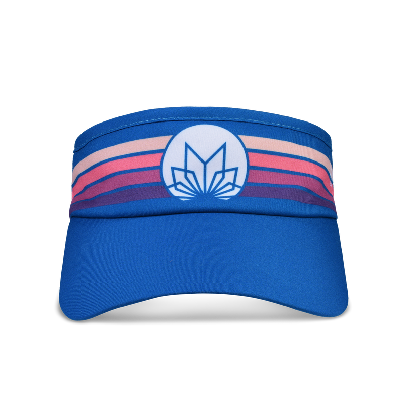 Teal retro running visor with Mantra Lab's logo displayed in the front.